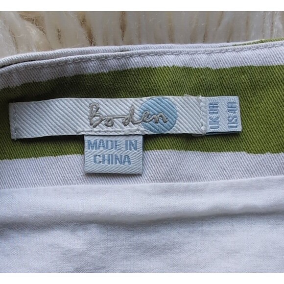 Boden Women's 4R Green White Floral Applique Striped Skirt Above Knee Cotton - Picture 5 of 10